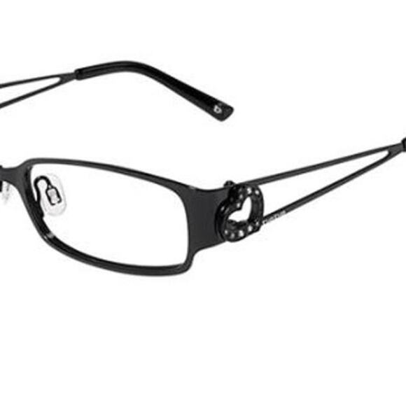 Bebe Brighten Black Heart Rhinestone Metal Reading Eyeglass Frames & Bebe Case - Picture 1 of 7